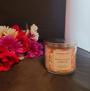 Brand New White Peach Cobbler 3 Wick Candle